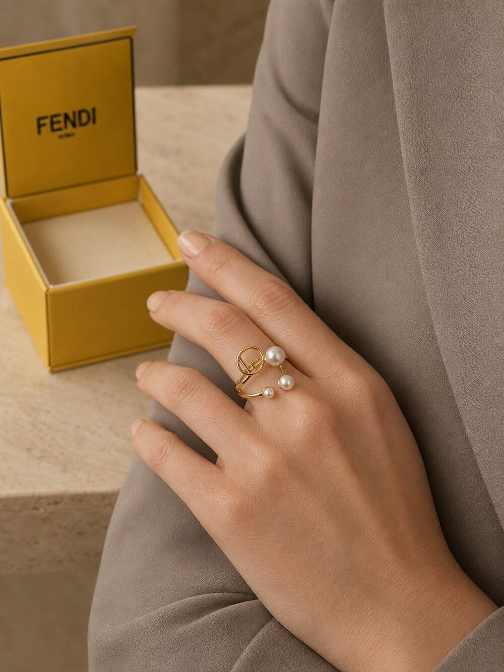 Fendi Modern Designer Ring Style 3 | New with Box - Picture 9 of 9